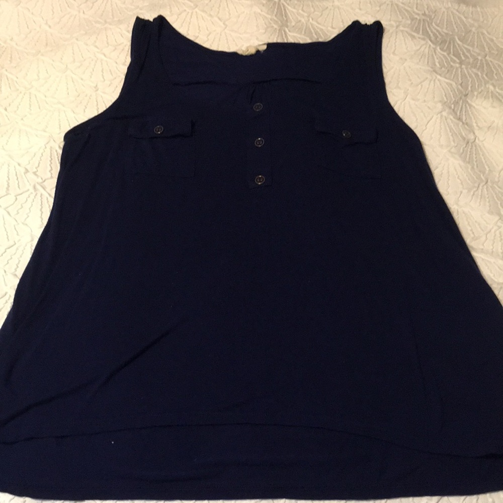 Navy Blue Tank Top with Gold Buttons